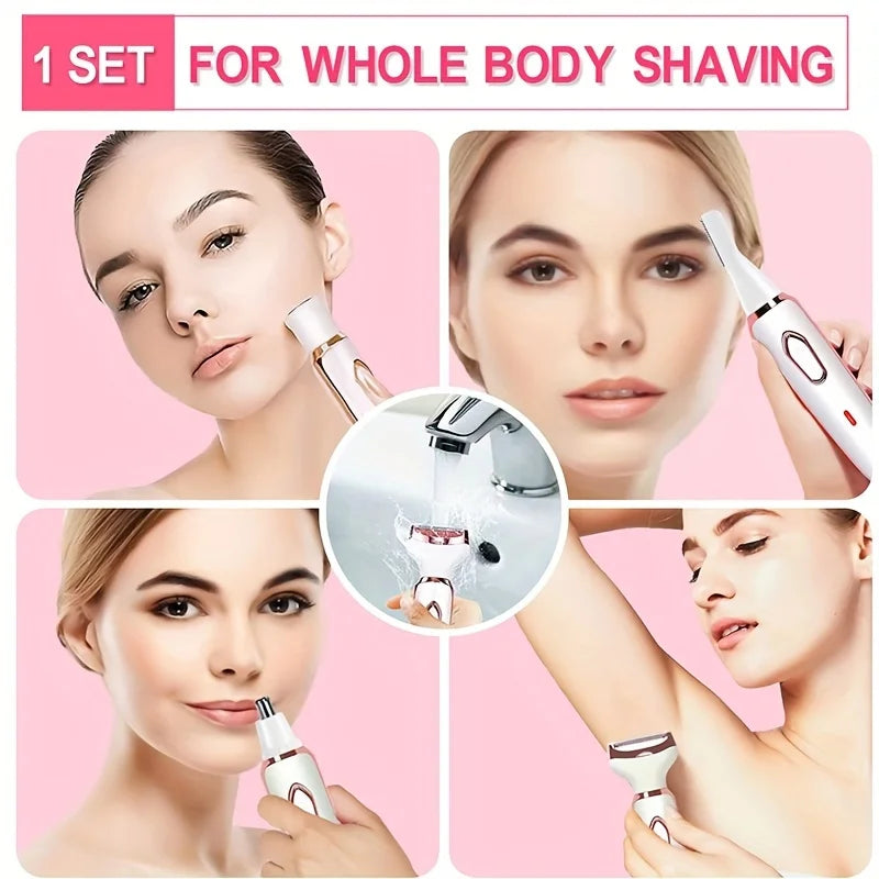 4 In 1 Electric Lady Shaver, Body Hair Removal Epilator, Painless.