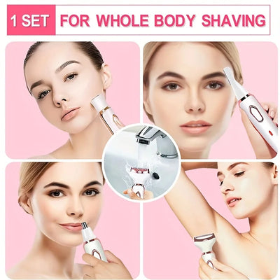 4 In 1 Electric Lady Shaver, Body Hair Removal Epilator, Painless.