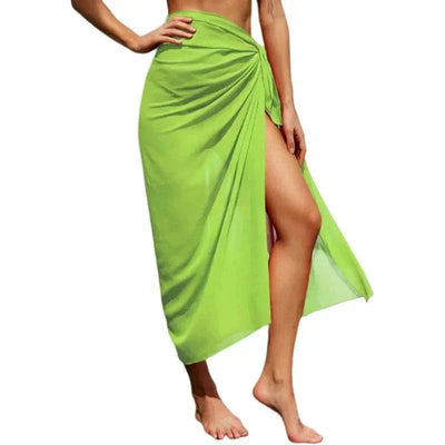 Green chiffon sexy beach skirt women beach wear with side slit