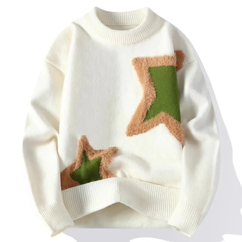 Trendy Men's Loose-Fit Knitted Sweater.