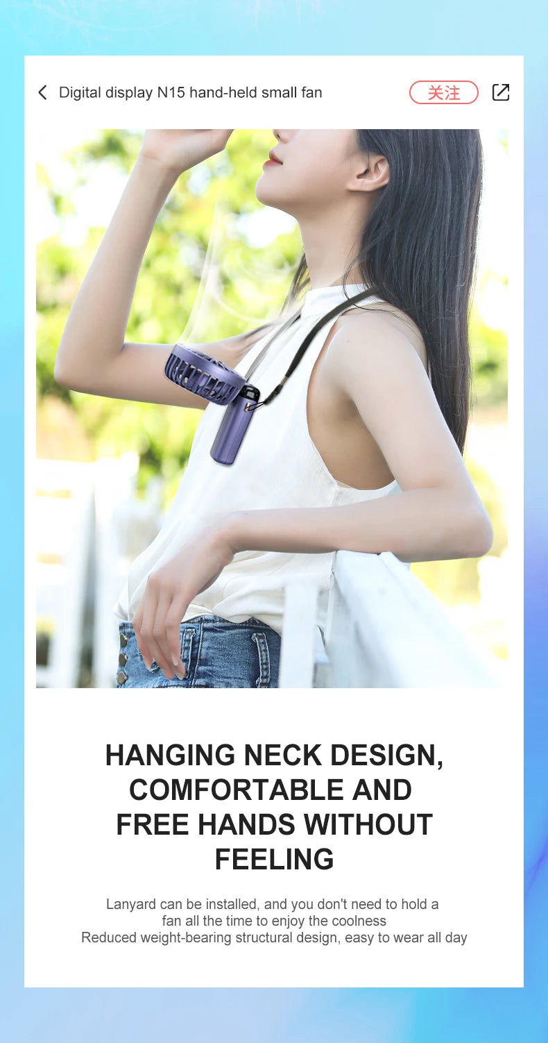 Mini Fan Foldable Portable Neck Hanging.