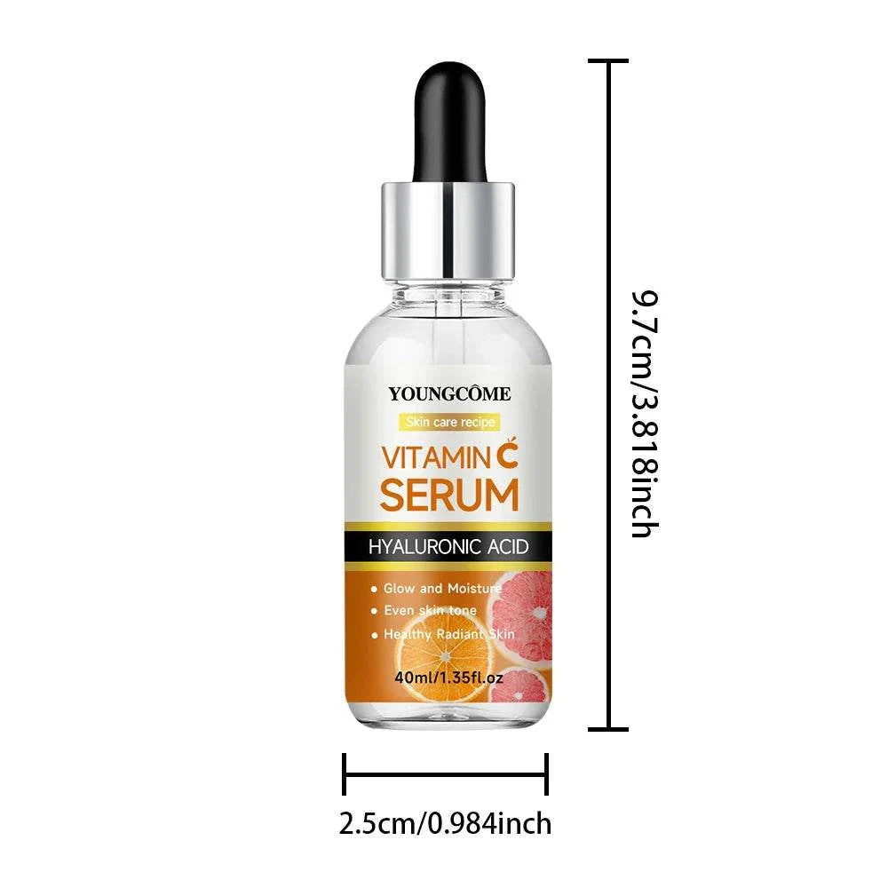 Vitamin C Facial Serum with Hyaluronic Acid in a 40ml dropper bottle for anti-aging and brightening skin care