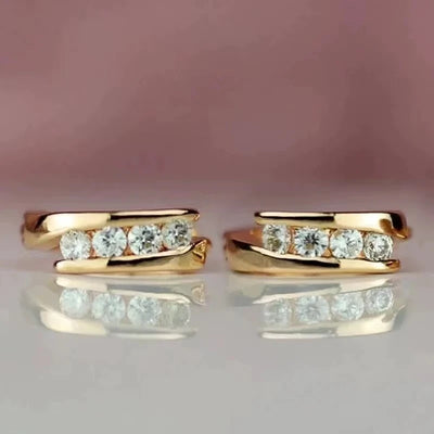 Gold Color Earrings Statement Ear Circle.