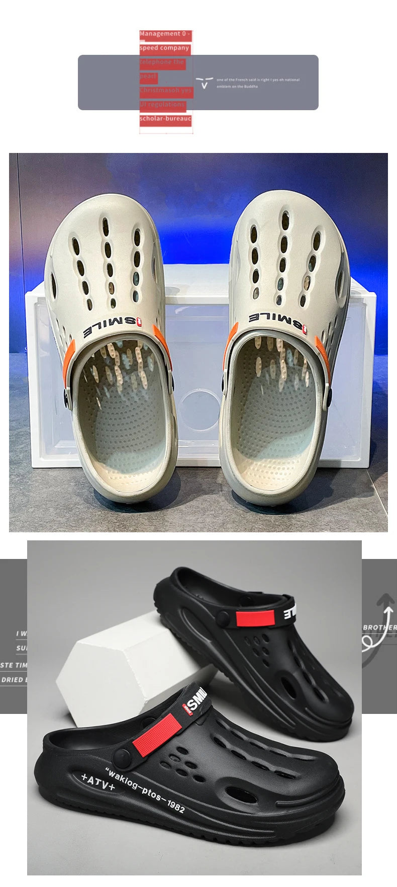 Men Clogs Soft Sole Breathable Beach Slippers.