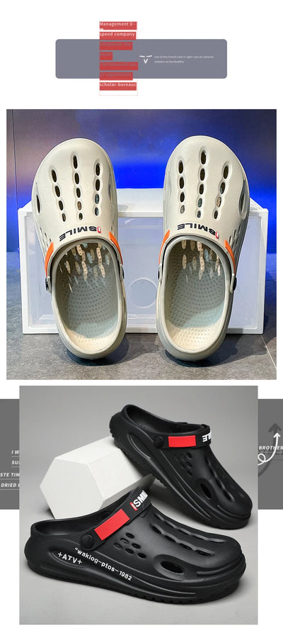Men Clogs Soft Sole Breathable Beach Slippers.
