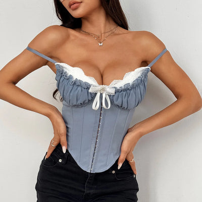 Corset Top Sexy Sheer Mesh.