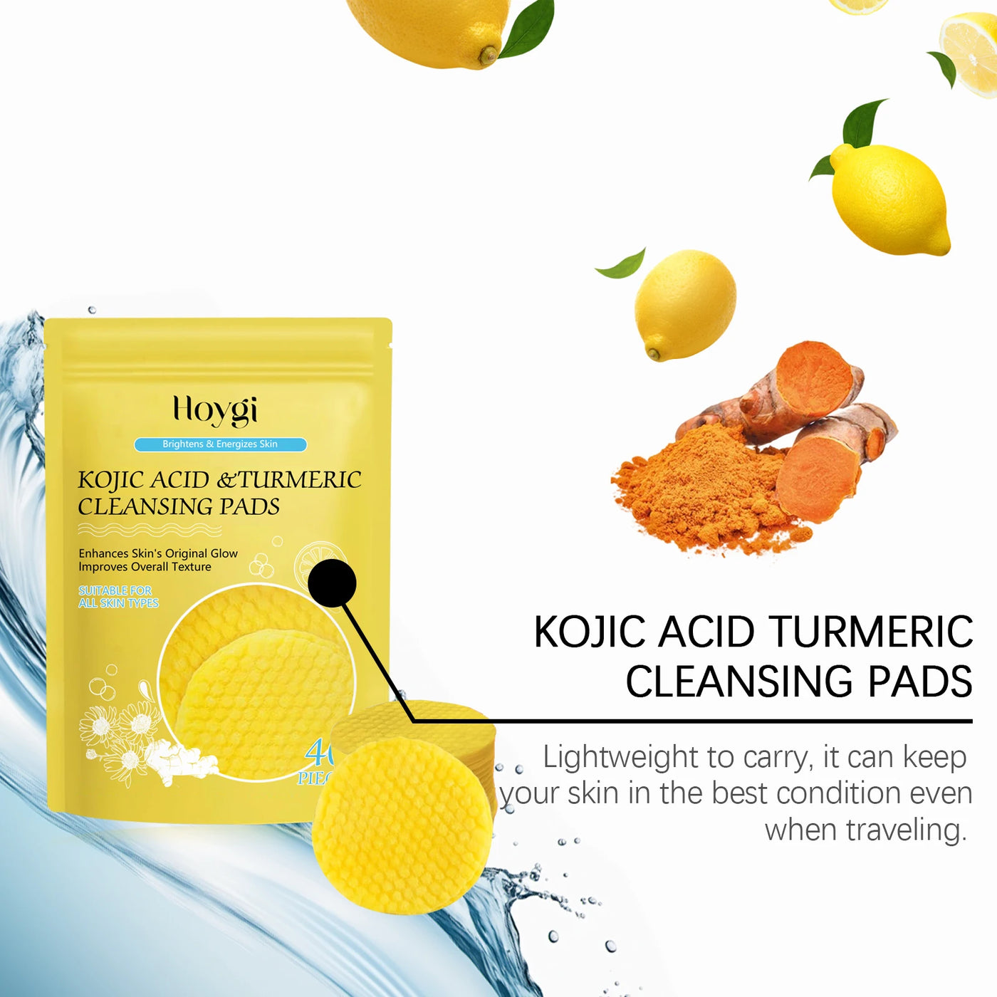 Turmeric Kojic Acid Cleansing Pads Exfoliating Pads.