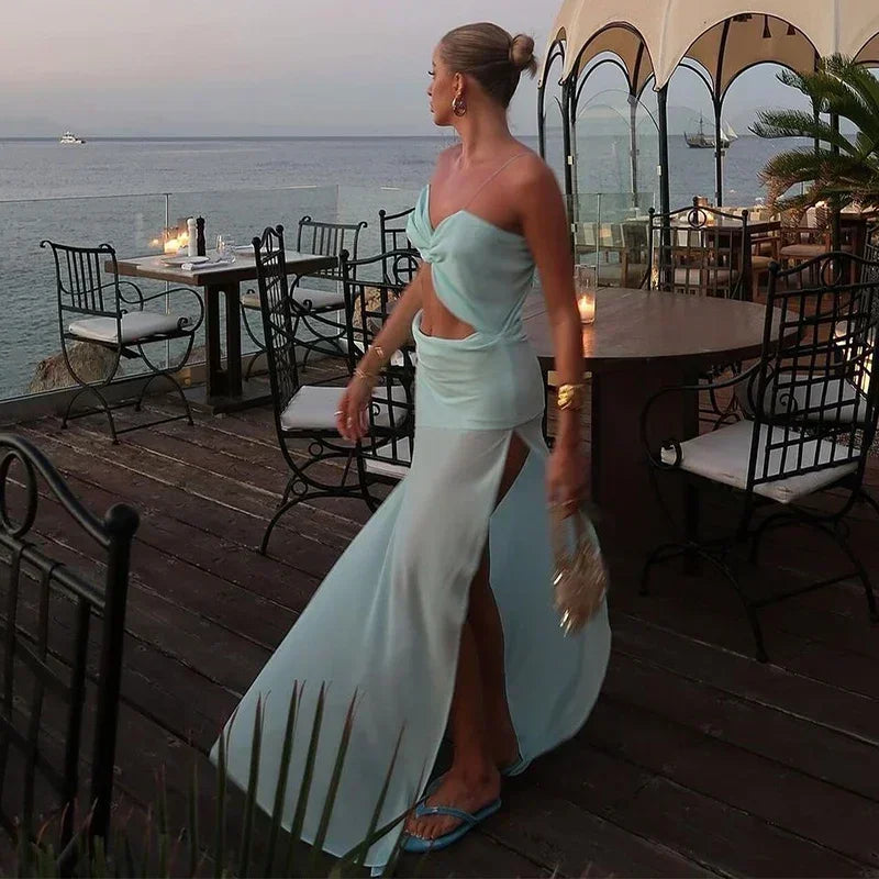 Sexy Chest Wrap Maxi Women's Dress.