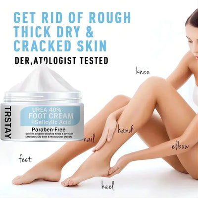 foot cream with urea 40% and salicylic acid for rough thick cracked dry skin, dermatologist tested, paraben-free moisturizing cream
