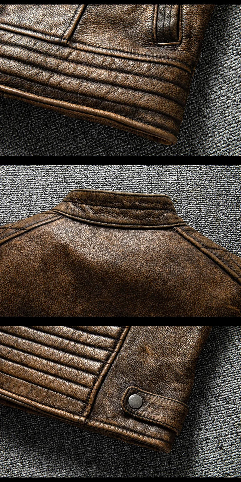 Vintage Men Motorcycle Leather Jacket.
