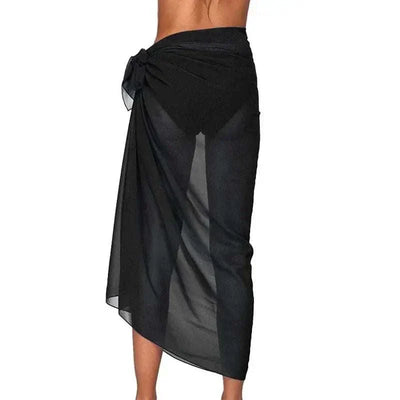 Black chiffon sexy beach skirt for women with side knot detail