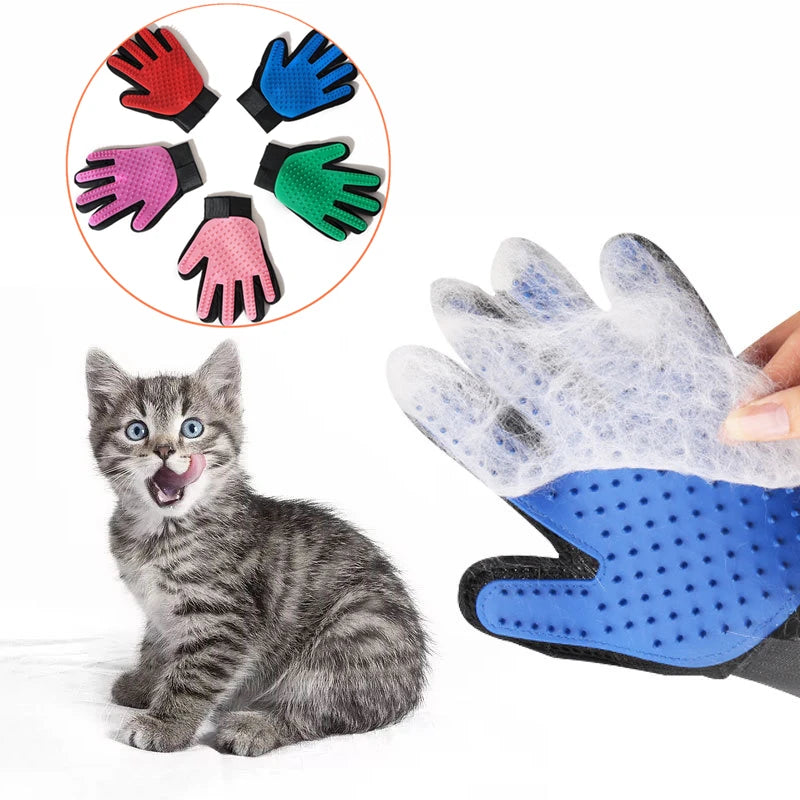Pet Glove Cat Grooming Glove and Hair Deseeding.