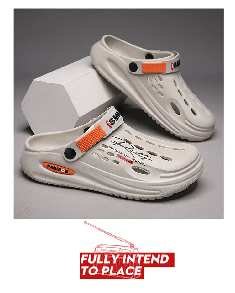 Men Clogs Soft Sole Breathable Beach Slippers.