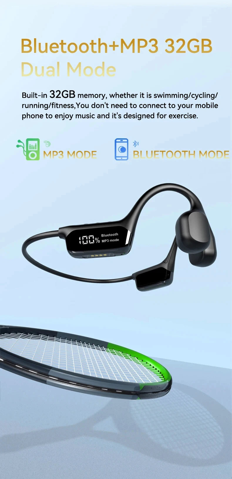 Bluetooth Headphone Swimming Earphone.