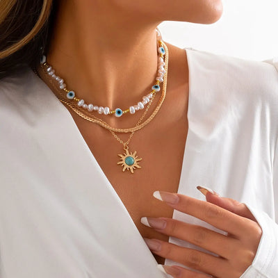 Sunflower Green Stone Pendant Necklace.