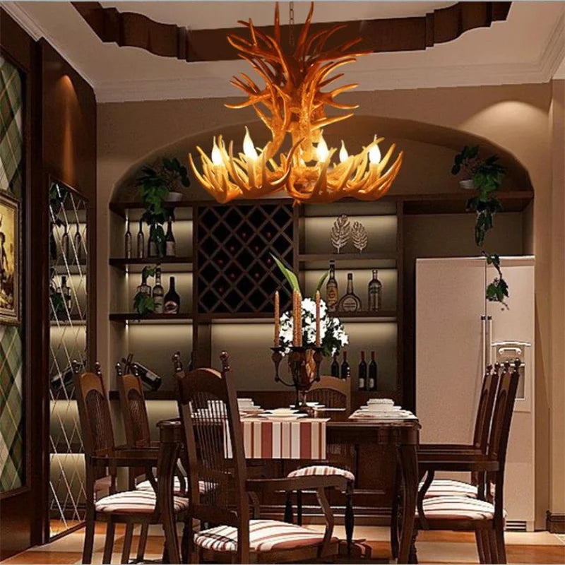 9 Head Candle Antler Chandelier.