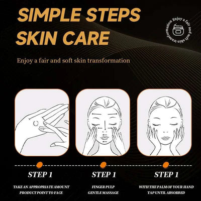 Caviar Wrinkle Remover face cream skincare steps with illustrated massage instructions on dark background
