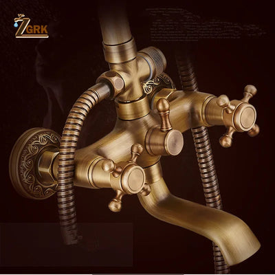 Rainfall Shower Set Antique Bronze Faucet Set.