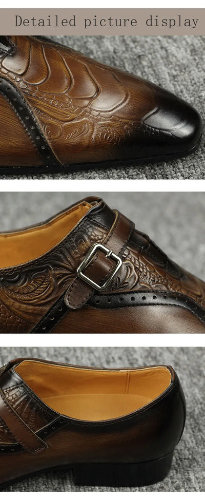 Deluxe Trendy Men's Leather Brogue Shoes.