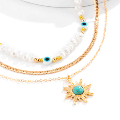 Sunflower Green Stone Pendant Necklace.