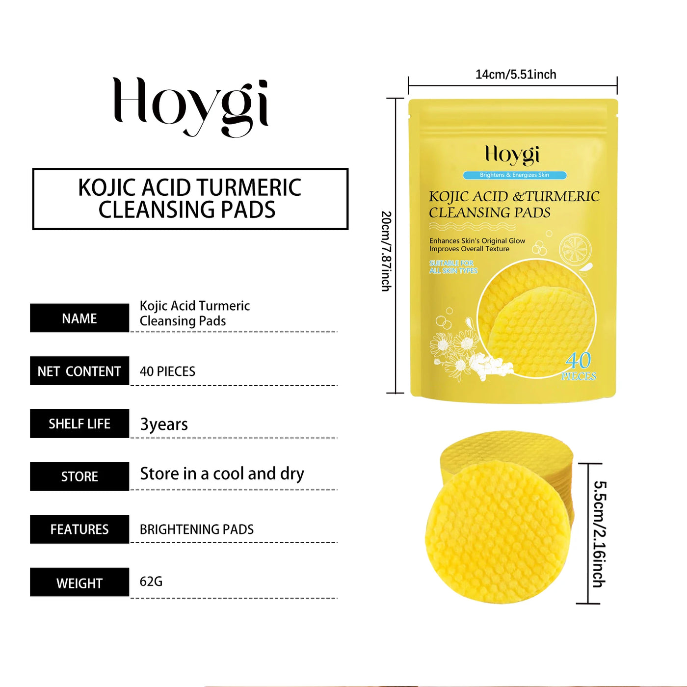 Turmeric Kojic Acid Cleansing Pads Exfoliating Pads.