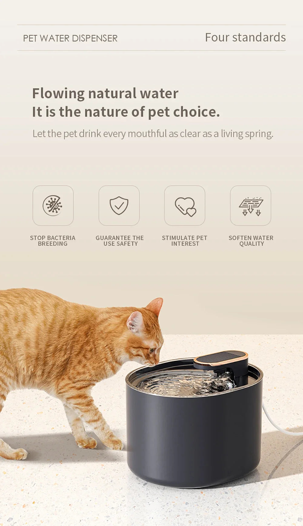 Cat Water Fountain 3L Automatic Dispenser with LED.