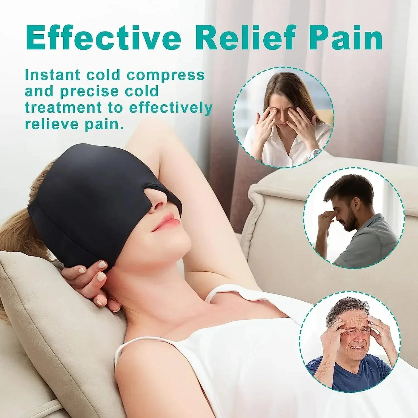 Migraine Relief Hat headache hat Gel Hot Cold Therapy.