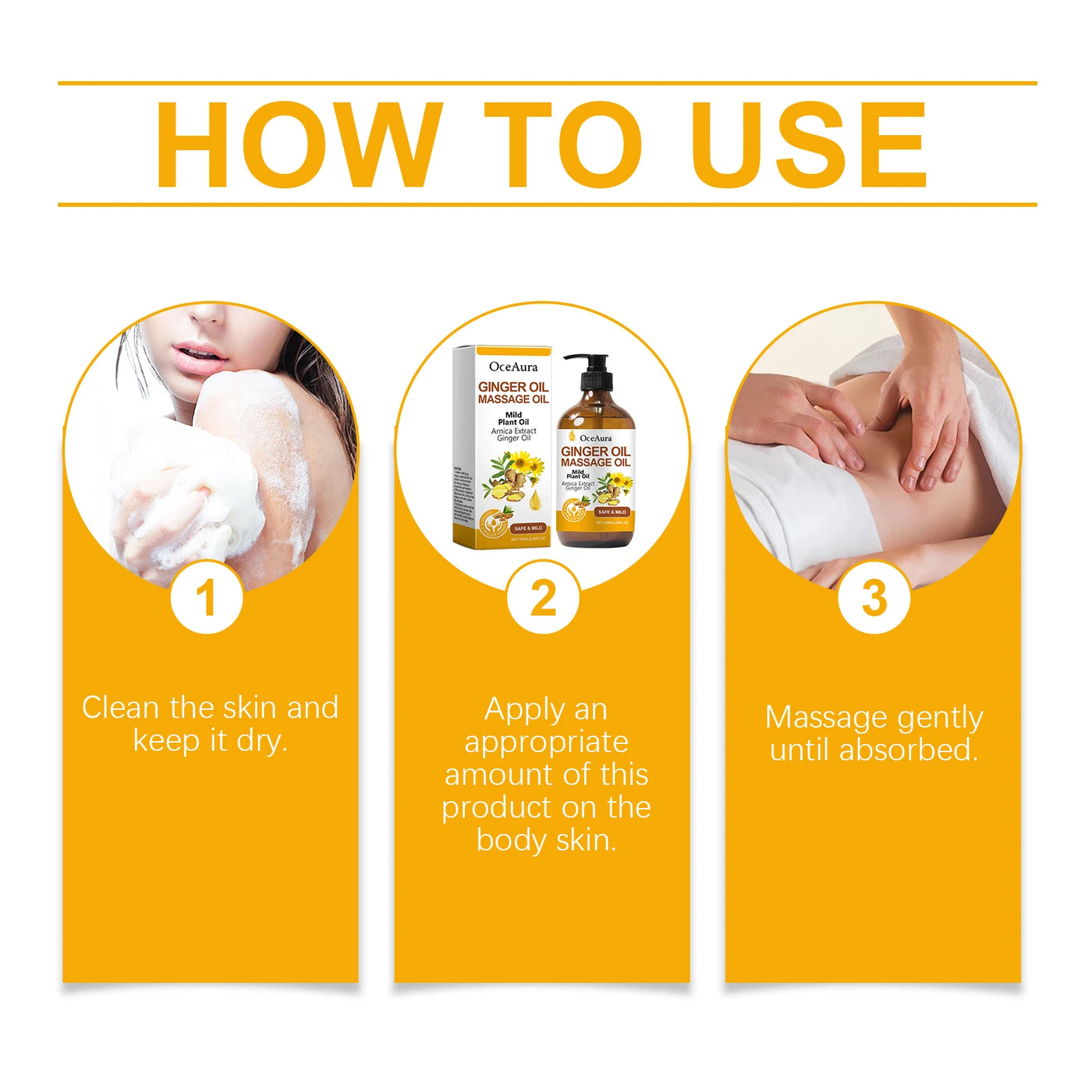 Body Relaxing Essential Oil Ginger Massage Oil Improve Rough Dry Skin.