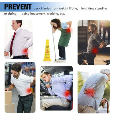 Adjustable back brace lumbar preventing back pain from lifting, standing, sitting, and working activities