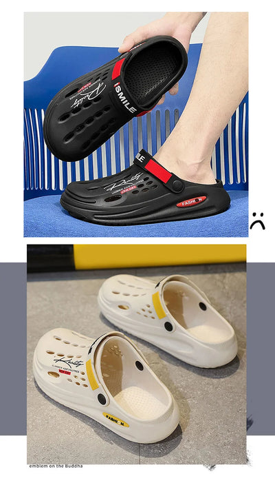 Men Clogs Soft Sole Breathable Beach Slippers.