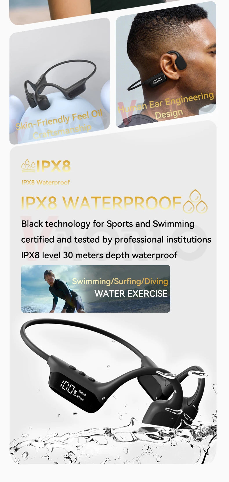 Bluetooth Wireless Swimming Headsets.