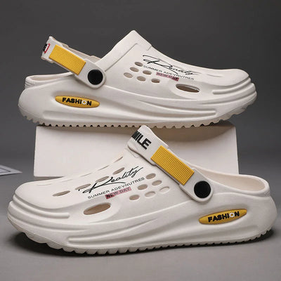 Men Clogs Soft Sole Breathable Beach Slippers.