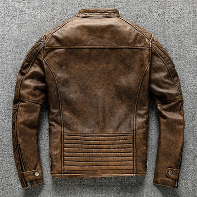 Vintage Men Motorcycle Leather Jacket.