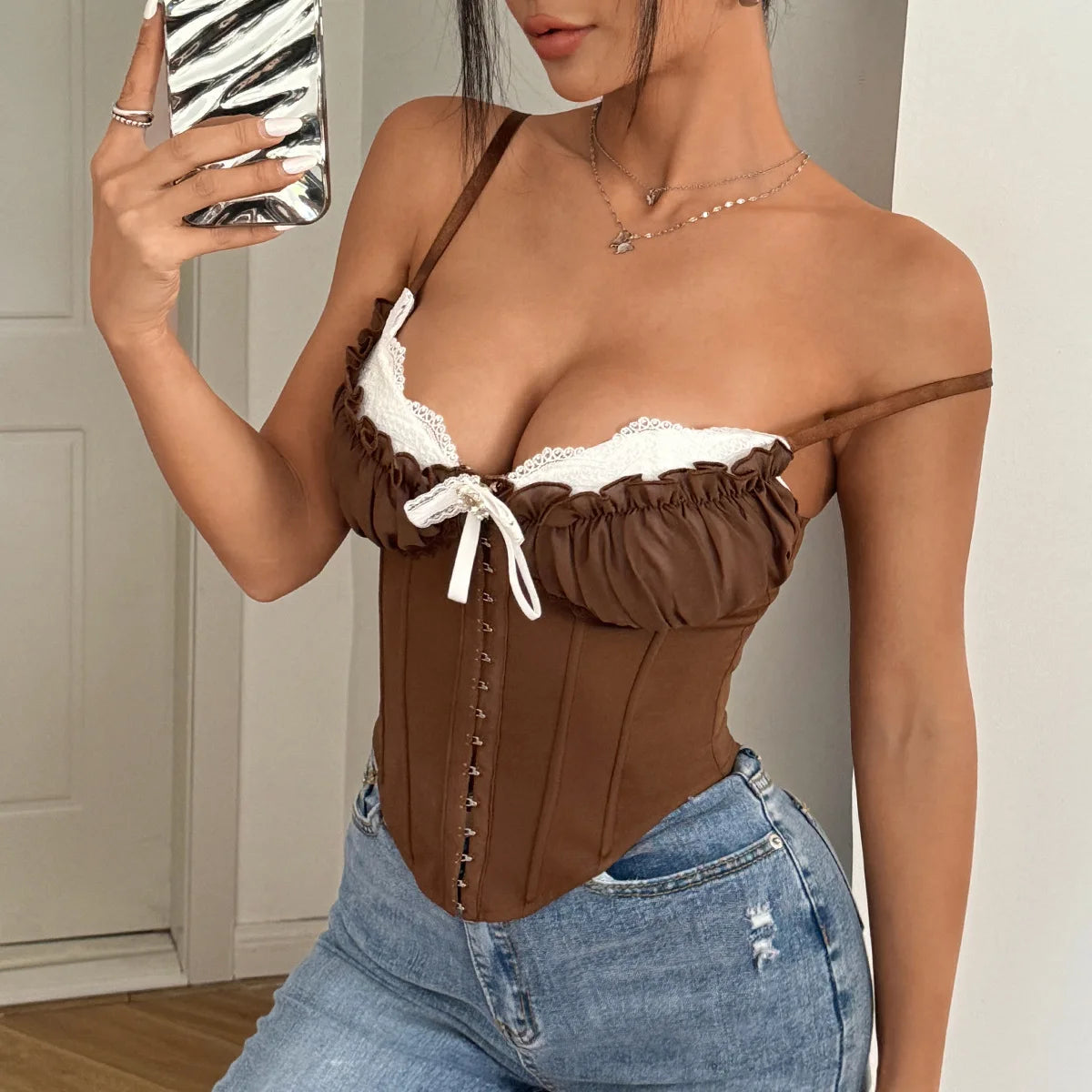 Corset Top Sexy Sheer Mesh.