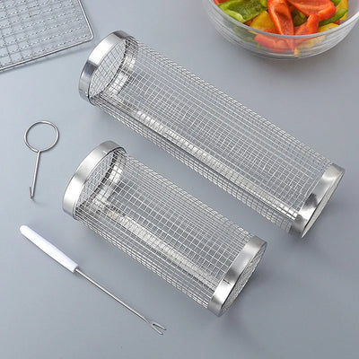BBQ Basket Grilling Rolling  Mesh Cylinder.