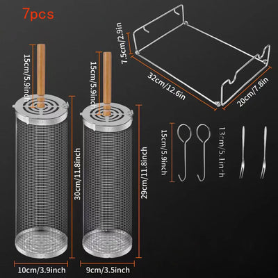 BBQ Basket Grilling Rolling  Mesh Cylinder.