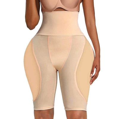 Beige high-waist hip shapewear panties for women with butt lifter and push-up pads