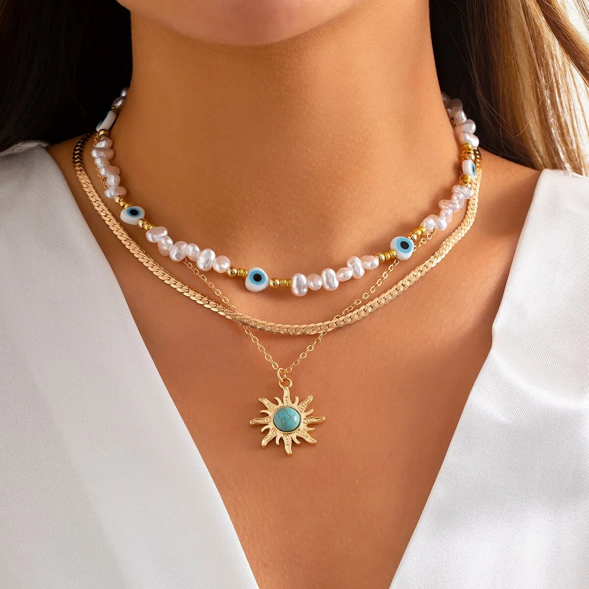 Sunflower Green Stone Pendant Necklace.