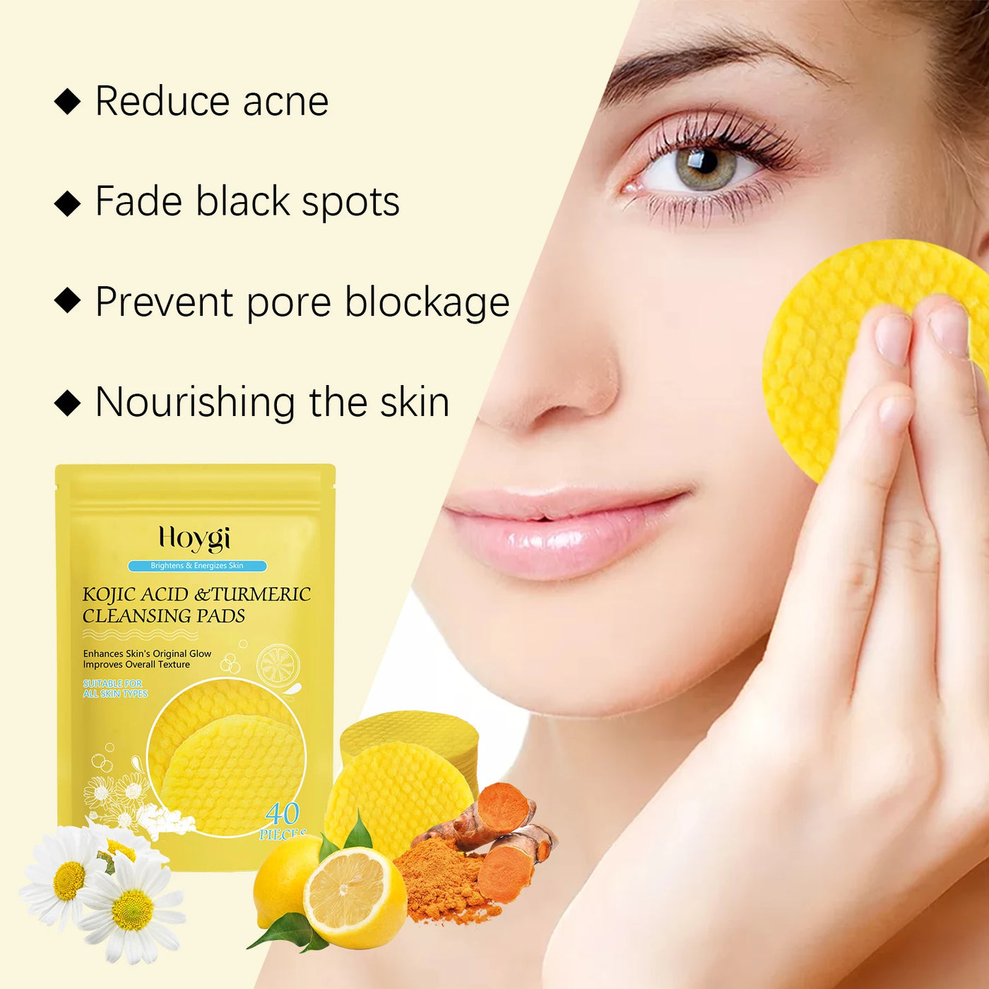 Turmeric Kojic Acid Cleansing Pads Exfoliating Pads.