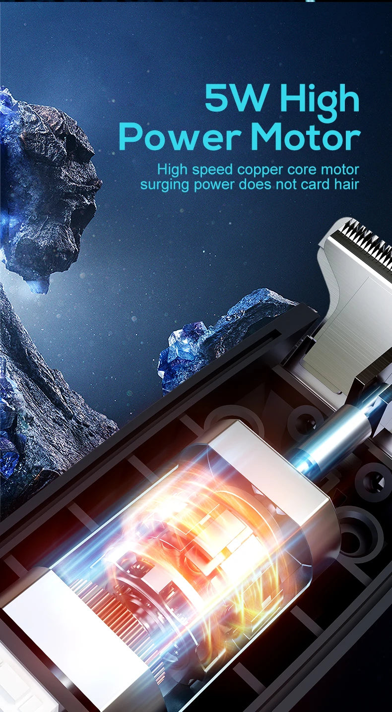 Adjustable cutter head with USB charging for electric hair clipper.