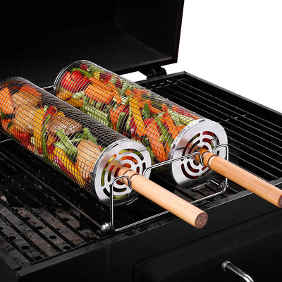 BBQ Basket Grilling Rolling  Mesh Cylinder.