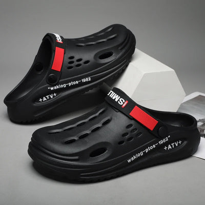 Men Clogs Soft Sole Breathable Beach Slippers.