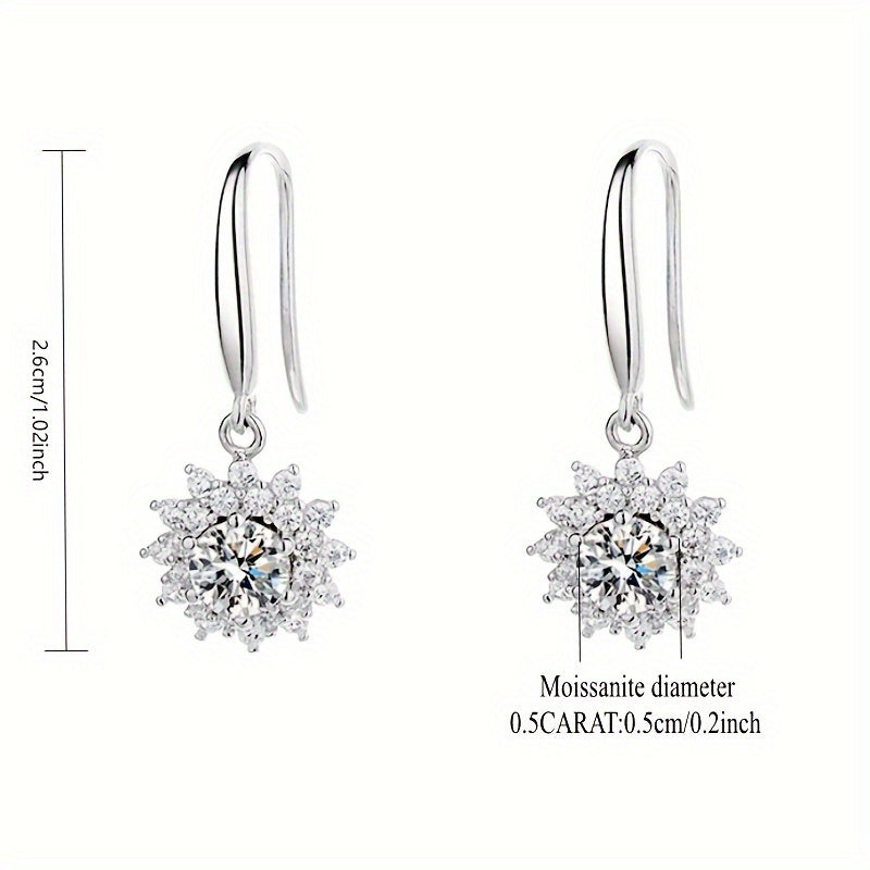Sunflower Drop Earrings 925 Sterling Silver.
