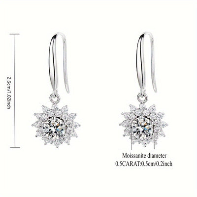 Sunflower Drop Earrings 925 Sterling Silver.