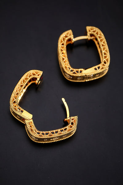 Vintage Court Wide Sparkling Brushed Earrings