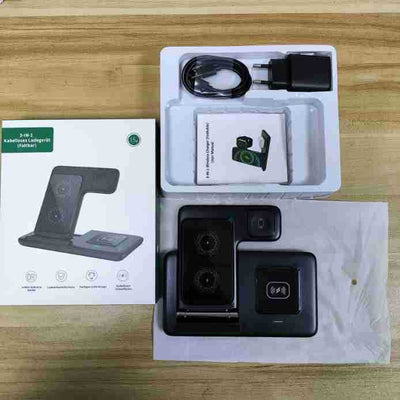 Three-in-one Wireless Charger Foldable Twin Coil 15W Fast Charge.