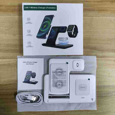 Three-in-one Wireless Charger Foldable Twin Coil 15W Fast Charge.