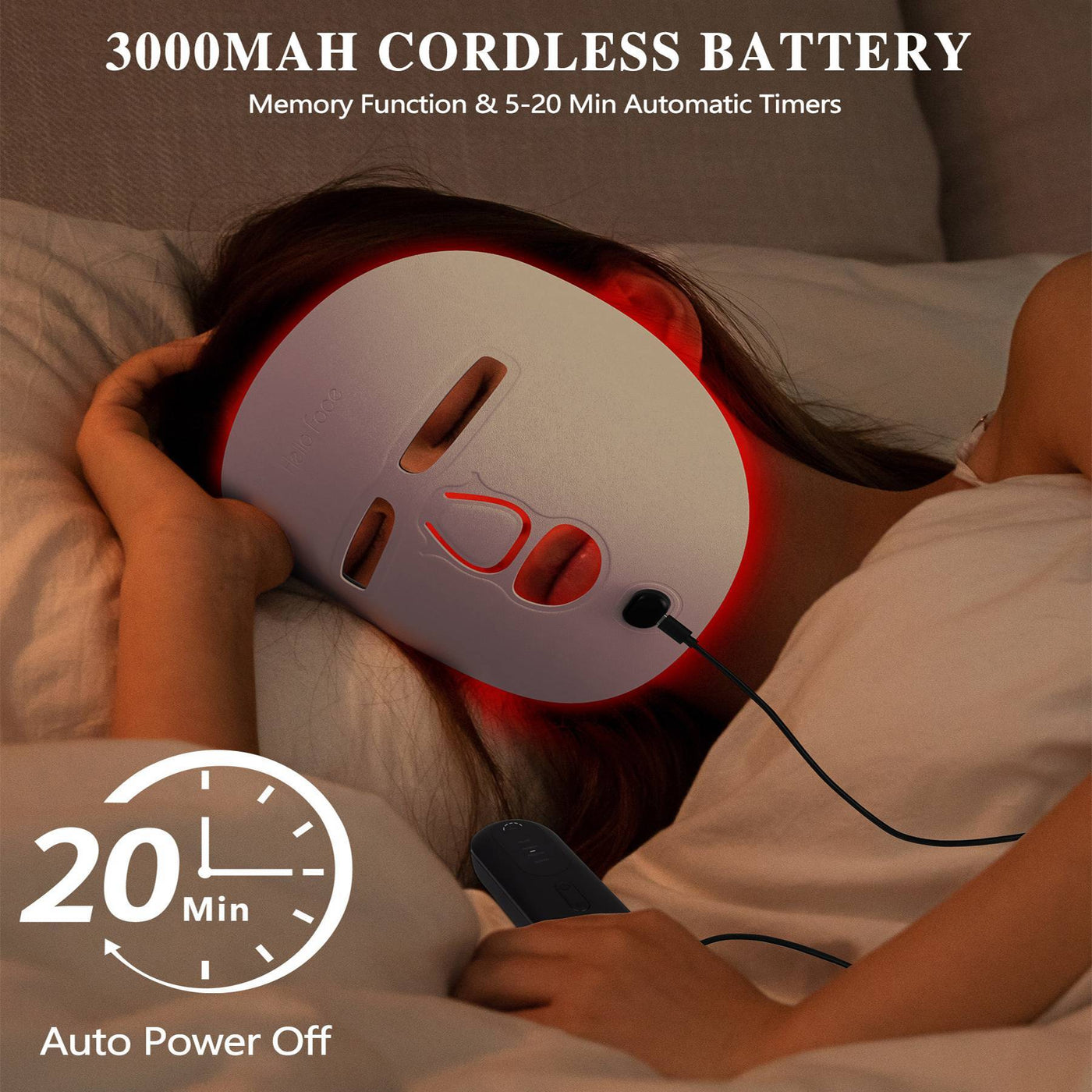 LED Face Mask Facial Care Tool, Red Light Therapy Mask for Face for Home Travel.