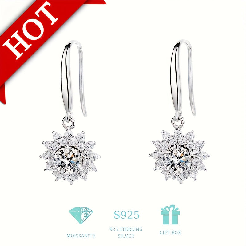 Sunflower Drop Earrings 925 Sterling Silver.